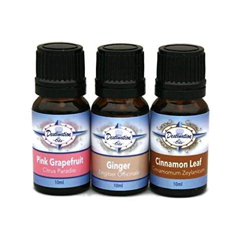 Destination Oils Essential Oil for Weight Gift Set - Pink Grapefruit, Cinnamon, and Ginger. 100% Pure Undiluted Therapeutic Grade Cover