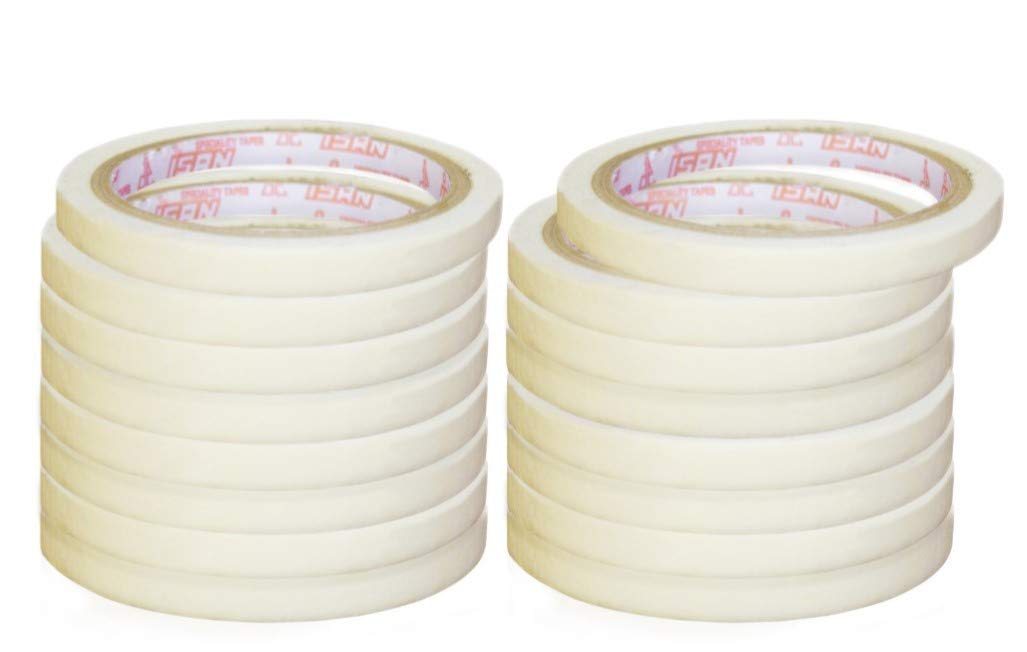 ISAN® General Purpose Paper Masking Tape 8mm (1/3" Approx) Width X 20m Length (18 Pcs)