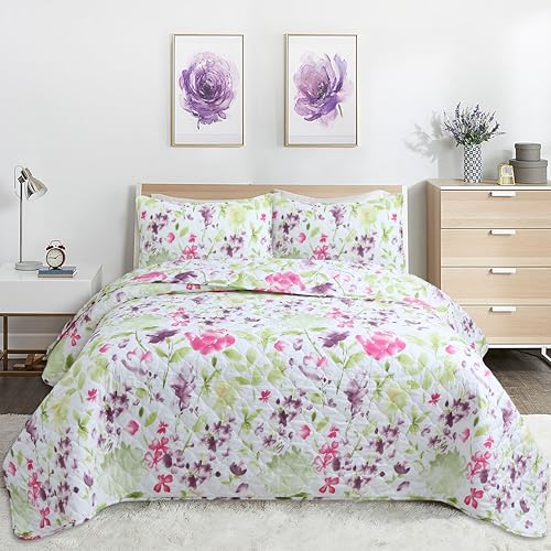 Colcha Boutí Cama 135 (235x270) Estampada – Cubrecama Ligero y Transpirable para Verano y Entretiempo – Algodón y Poliéster – Incluye 2 Fundas Almohada (50x70) – Acabado Punta Redonda (Florida)