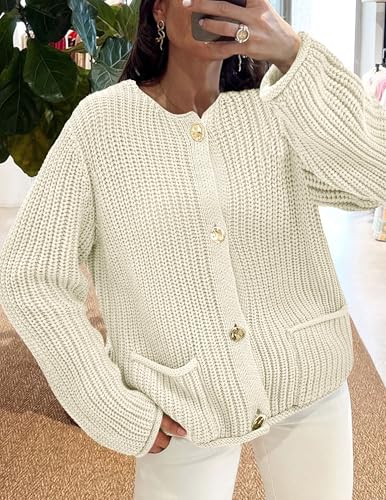 Image of PRETTYGARDEN Cardigan Sweaters for Women 2026 Trendy Oversized Knit Chunky Button Cardigans Fall Winter Outfits with Pockets