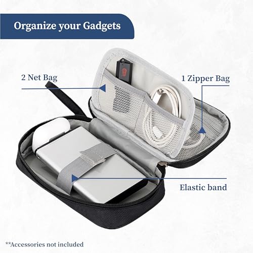 Image of HomeStrap Tech Organizer Case for Electronics Accessories | Storage Pouch for Chargers, Cables, Power Banks, SD Cards & Earphones | Waterproof & Travel-Friendly Gadget Bag - Black, Small