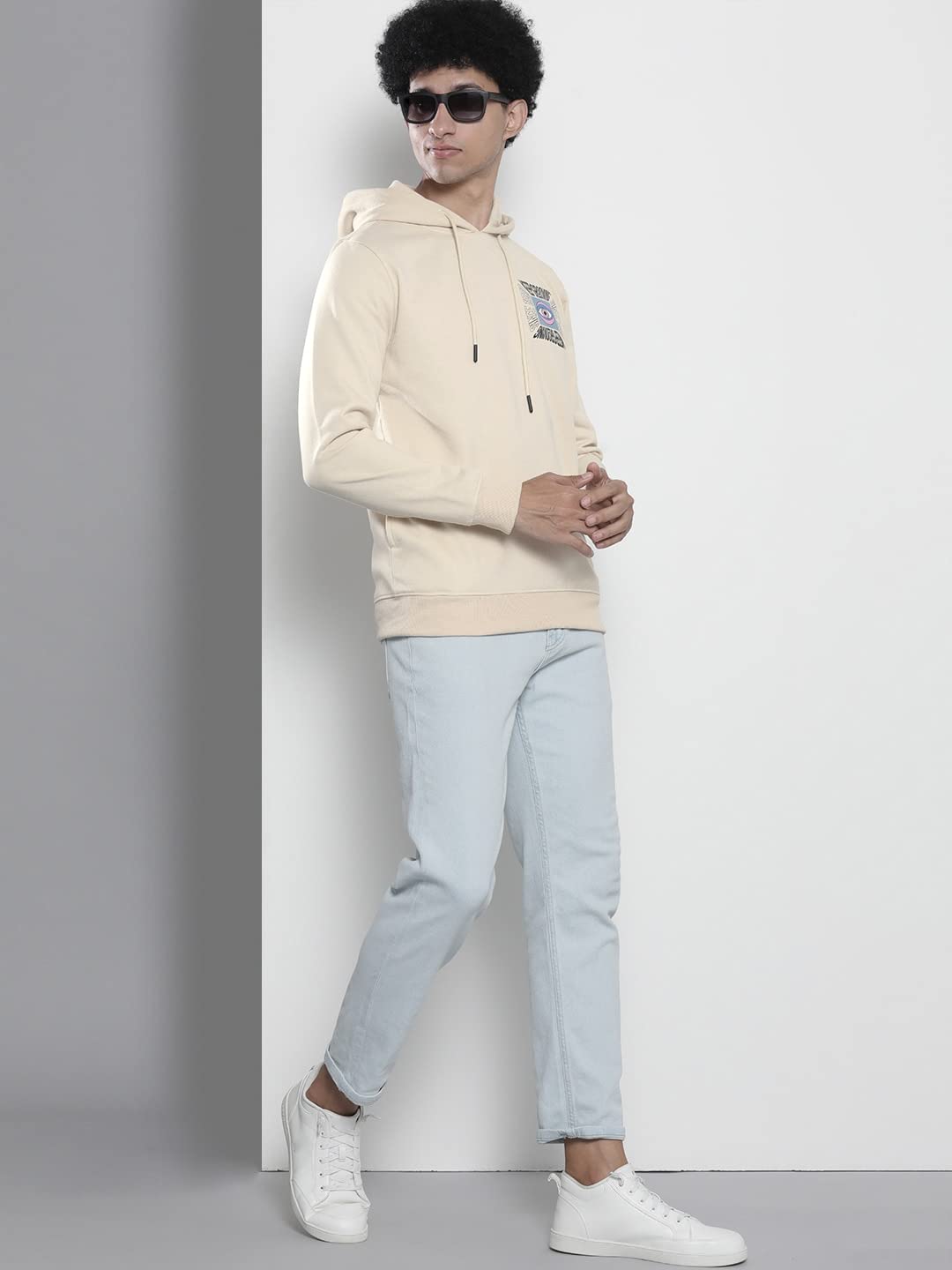 The Indian Garage Co Męska bluza z kapturem, prosty krój, nadruk