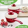 GreenLife Soft Grip 1QT and 2QT Saucepan Set, Healthy Ceramic Nonstick, Non Toxic PFAS & PFOA-Free, Dishwasher Safe, Glass Lids, Stay-Cool Handles, Easy Clean Cookware, Kitchen Essentials, Red #1
