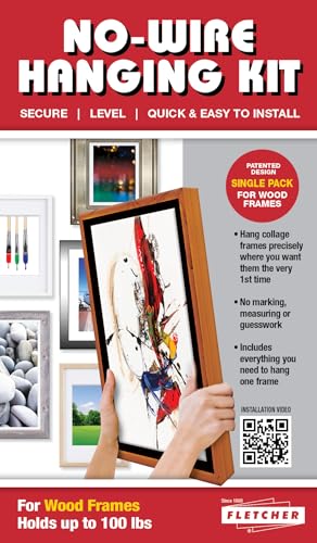 Image of Fletcher Picture Perfect No-Wire Hanging Kit | Keeps Frames Level with Flush Mount Hardware for Wall Art, Mirrors & Signs | Supports up to 100lbs.