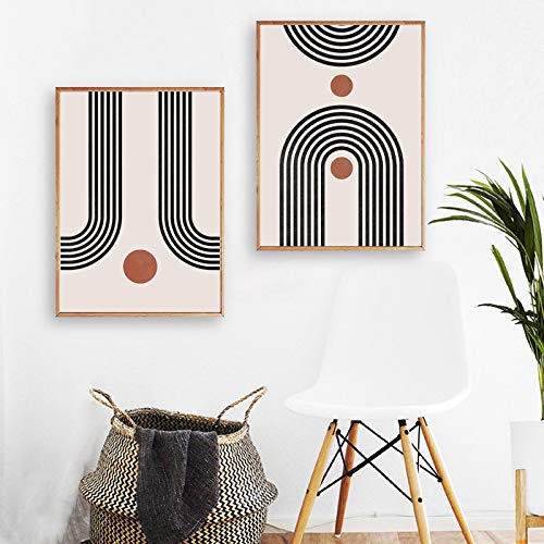 Affiches géométriques pour salon sans éclat | Toile style scandinave 50x70 contre murs vides