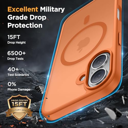 Image of Miracase Magnetic Series for iPhone 16 Case [Compatible with MagSafe] Military-Grade Protection, Anti-Fingerprint, Slim Phone Case for iPhone 16 6.1 inch - Orange