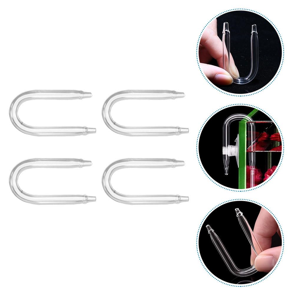 POPETPOP Difusor de CO2 para acuario en forma de U Tubo de vidrio de refinación de CO2 Tubo de dióxido de carbono Conector de manguera para acuario Fish Tank Accesorios de bomba de aire transparente