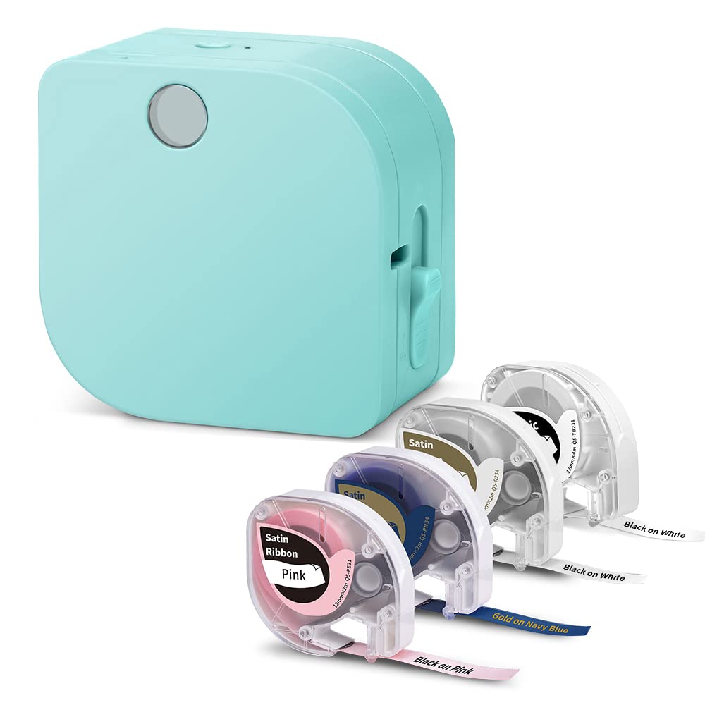 Label Makers - Label Maker Machine with Tape P12, Mini Label Printer with Satin ribbon Labels, Bluetooth Label Maker Support Color Printing for Home Office Organization Gift Wrapping Craft Work Weddin