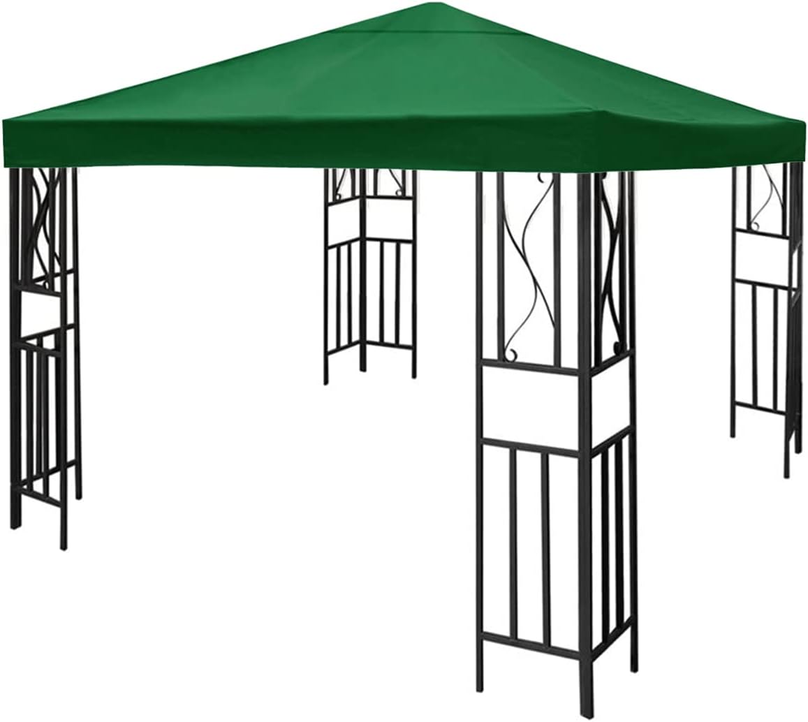 Garden Gazebo Top Cover 3x3M Canopy Replacement Pavilion Roof 1/2 Tier Outdoor Patio Garden Tent Roof Top Replacement Canopy Top Cover for Outdoor Camping Garden Backyard(monolayer,Green)