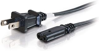 C2G Legrand C7 Non-Polarized Power Cord to NEMA 1-15 Male Power Cord, Black 2-Slot Non-Polarized Power Cord, 6 Foot Computer Cord, Universal Power Cord, 1 Count, C2G 27398