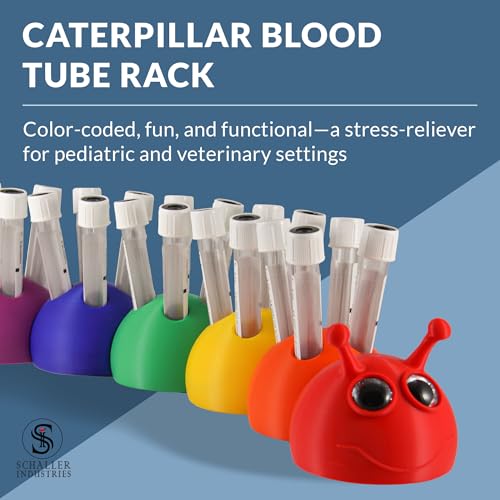 Image of S I Schaller Industries Rainbow Caterpillar Test Tube Holder, 13mm - Veterinary Blood Test Tube Rack, Holds 20 Vials, Compact Fun Design Organizer for Pediatric and Veterinary Use