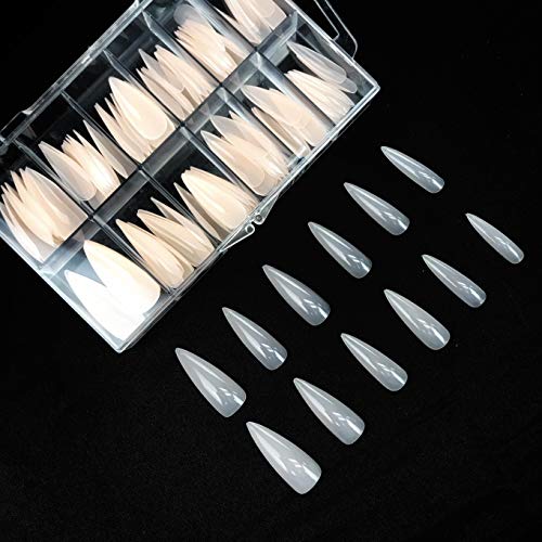 Michelle 120Pcs False Nails Tips Stiletto Shape Full cover 12 Sizes with Case (Pink Rose)