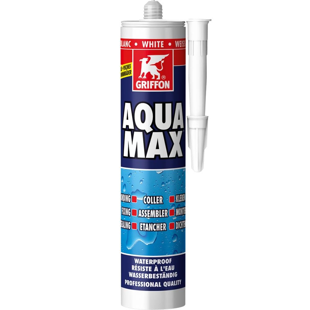 Mastic/Colle AQUA MAX résistant à l'eau blanc cartouche 425g