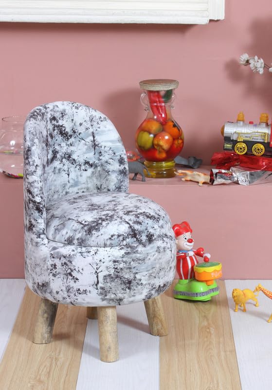 Image of Ottoman Kids pouffe Small Stool for Baby Chair Study Table Stool for Kids Room Baby Sofa Stepstool Children Cartoon Wooden Chair, 14x26 Inch, Black Grey