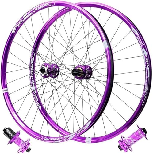 Roues vélo montagne 27.5 pouces alliage aluminium violet avec axe QR et frein à disque cassette