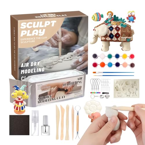 Ahuuen Arcilla Seca Al Aire Para Adultos | Masilla Modelar Blanda 12 Colores Secado Aire,Masa Artística Para Interior Y Exterior Hogar Familia Aula Escuela Pintura Adolescentes Niños