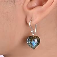 Vista 30 de Gempires Natural Heart Crystals Earring, Heart Gemstone, Energy Healing Crystals, Birthday, Gift for Her, Gemstone Jewelry Yaxaite