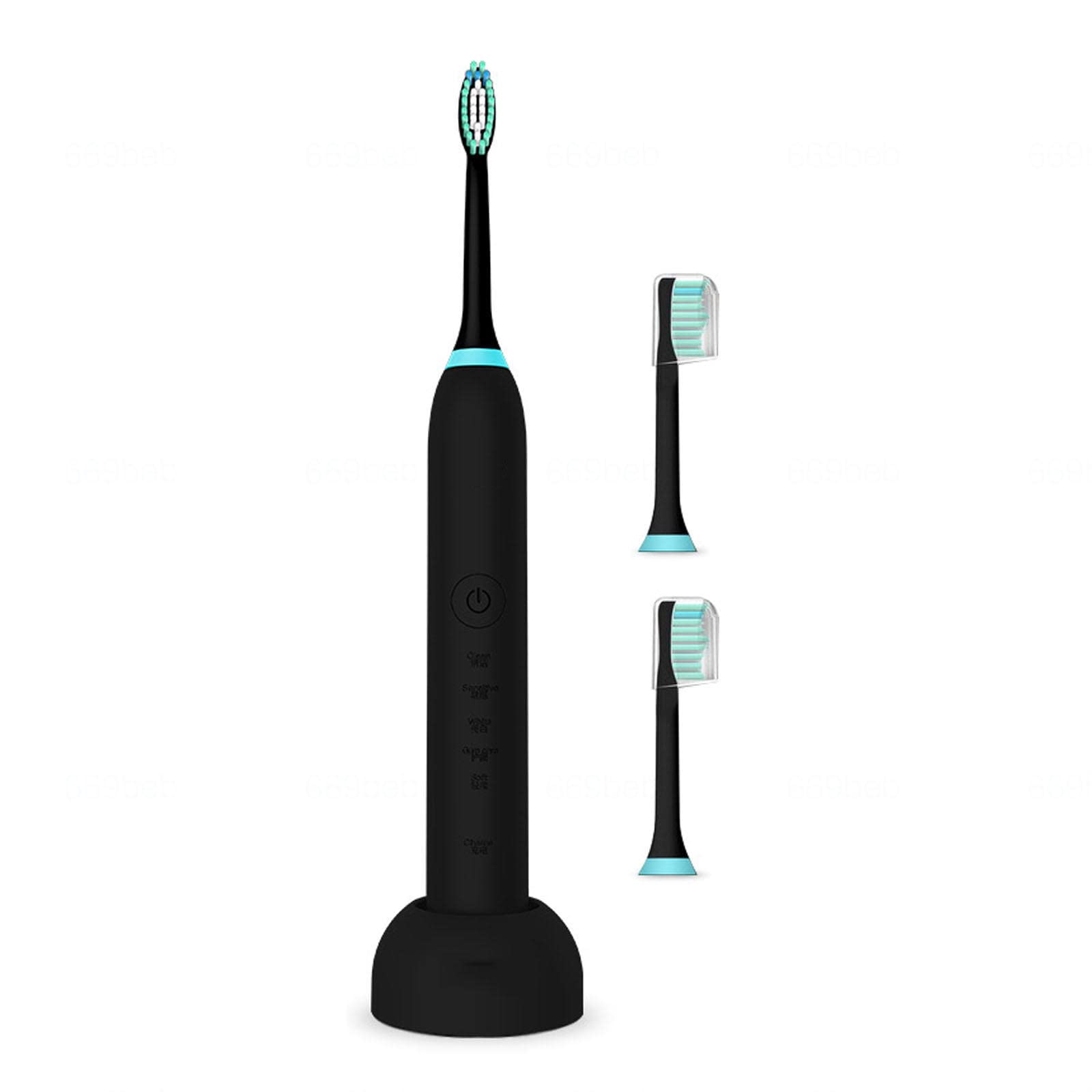 Spazzolino Elettrico Design Sonic Electric, 1 Manico, 2 testine per spazzolino, Display a 5 modalità con sbiancamento dei Denti,B
