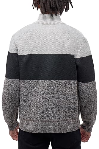 CULTURA AZURE Classic Fit Full Zip Mock Neck Long Sleeve Knit Sweater with Fleece Lining2