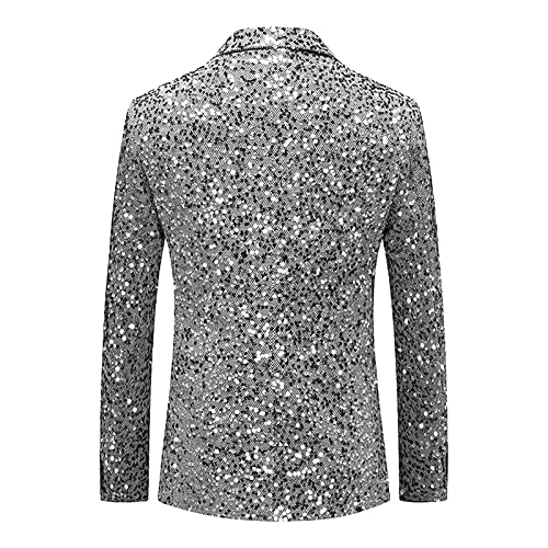 Men's Sequin Blazer Shiny Tuxedo Two Button Slim Fit Lapel Suit Jackets Stylish Sport Coat for Party Dinner Prom Wedding2