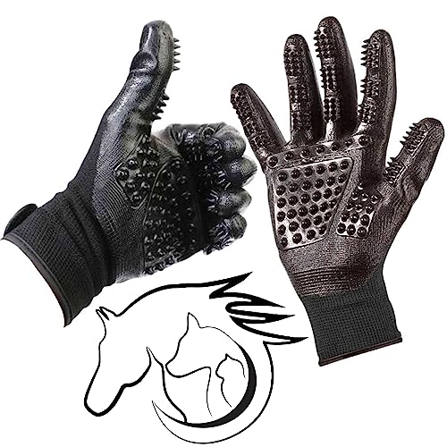 Pferde Massagehandschuh Mit Bürste - Für Pferde, Hunde & Katzen | Fellpflege & Haarentfernung