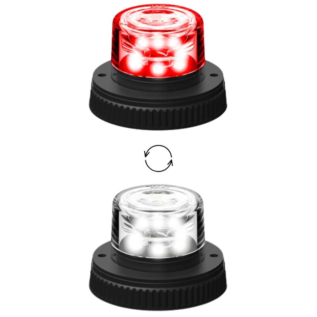 SpeedTech Lights Flare 360° 6 LED 18 W Strobe Light – Push Bulb Hideaway Hazard Beacon for Police, Construction, Service, Plow & Emergency Vehicles (Red/Clear Alternating)