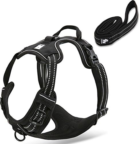 fiE FIT INTO EVERYWAY Range Of Front Side No Pull Dog Harness Outdoor Adventure 3M Reflective Pet Vest with Handle Adjustable Protective Nylon Walking Pet Harness Green M