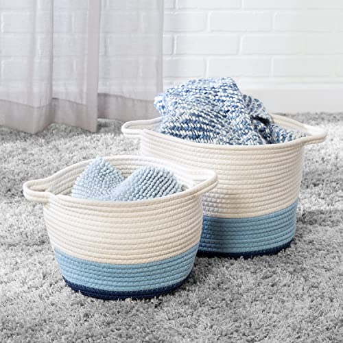 Honey-Can-Do Aufbewahrungskorb aus Baumwollseil, Blau, Ombré, Baumwolle, Weiß, Small, 2 Cover