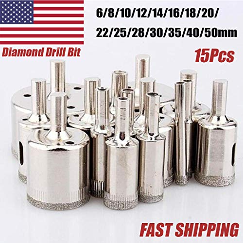 gazechimp Cortador De Broca De Diamante 6-50mm Ladrilho Cerâmico Vidro Porcelana Mármore - 15pcs 6-5
