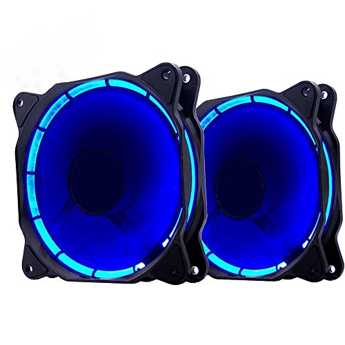 EZDIY-FAB 120mm Ventilador 3 Pin Silencioso del LED,Refrigerador del Caso,Radiadores High Airflow Ventiladores,2 Pack-Azul