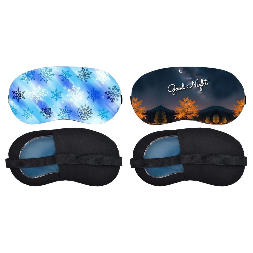 Aoxeria Blue Snowflake, Good Night Autumn Forest Sleeping Mask Combo, Soft Comfortable Light-Blocking Eye Cover for Women, Men & Kids, Reusable Blindfold for Night Sleep, Nap, Travel (Pack of 2)-image-6