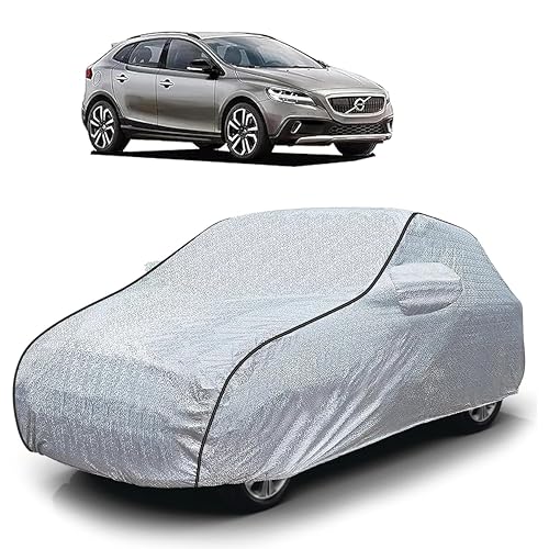 Image of Sulfar 100% Waterproof Car Body Cover Compatible with Mirror for Volvo V40 (Triple Stitched, Full Bottom Elastic, Magic Silver with Black Piping)