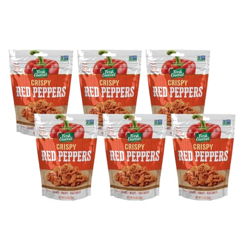 Fresh Gourmet Crispy Red Peppers Crunchy Snack and Salad Topper 3.5 Ounce (Pack of 6)