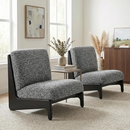 Sillón acolchado sin brazos negro y gris oscuro miniatura 4