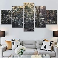 SIGNWIN 5 Panel Canvas Wall Art Modern Art Expressive Forest Multicolor Photography Romantics Scenic for Home Decorations Ready to Hang - 60
