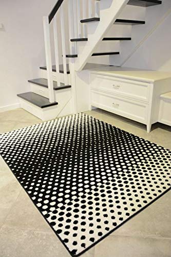 Tapis salon rectangulaire 140x190 Sketch noir et blanc grand confort pour chambre