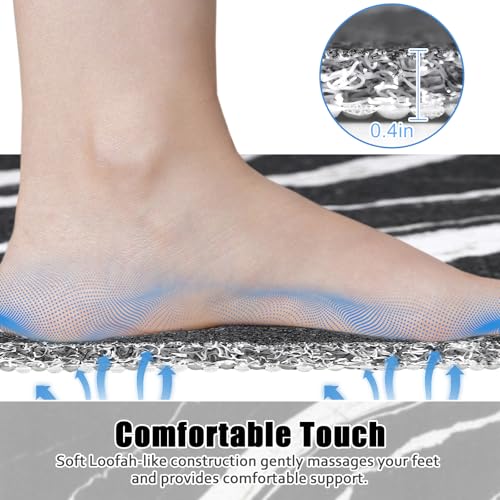 Image of Square Shower Mat Non Slip: 24x24 Inch Shower mats for Inside Shower with Drain Hole in Middle, Super Soft PVC Loofah Massage Shower Floor Mat, Anti Slip Shower Stall Mat, Quick Drying