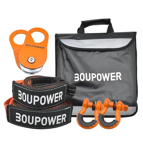 Garvee Kit de récupération 10T pour treuil – Poulie de mouflage avec amortisseur, sangle de remorquage 3