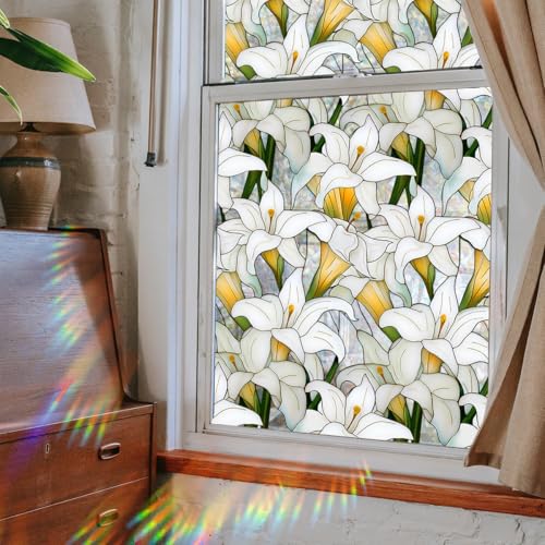Vinilo Decorativo de Privacidad para Ventana Flores Blancas 15.75x40 pulgadas miniatura 3