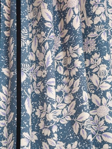 Image of Cortina Leaf Light-Filtering 100% Cotton Curtains 7 feet Long Set of 2 for Door [ Opacity: 50-60%, Color: Grey, 180 GSM ]