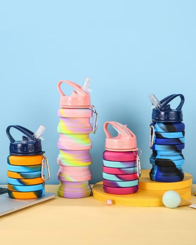 Collapsible Sport Water Bottle - 500ml 16 9 oz Capacity Silicone Foldable to 200ml 6 8 oz Fashion
