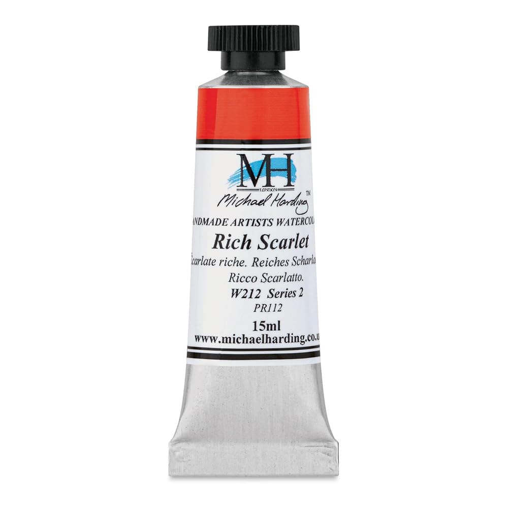 Michael Harding Rich Scarlet Professional Watercolors - 15Ml Tubes (Rich Scarlet)