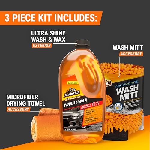 Armor All Car Wash Kit, Includes Car Wash Soap, Wash Mitt & Microfiber Towel (3 Piece Kit) by Armor All - Image 2