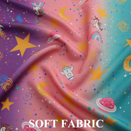Image of Pink Purple Teal Unicorn Blackout Curtains 96 Inch Length for Kids Bedroom