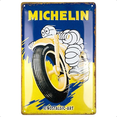 Nostalgic-Art Plaque rétro, 20 x 30 cm, Michelin – Motorcycle Bibendum – Idée de cadeau pour fans de moteur, en métal, design vintage