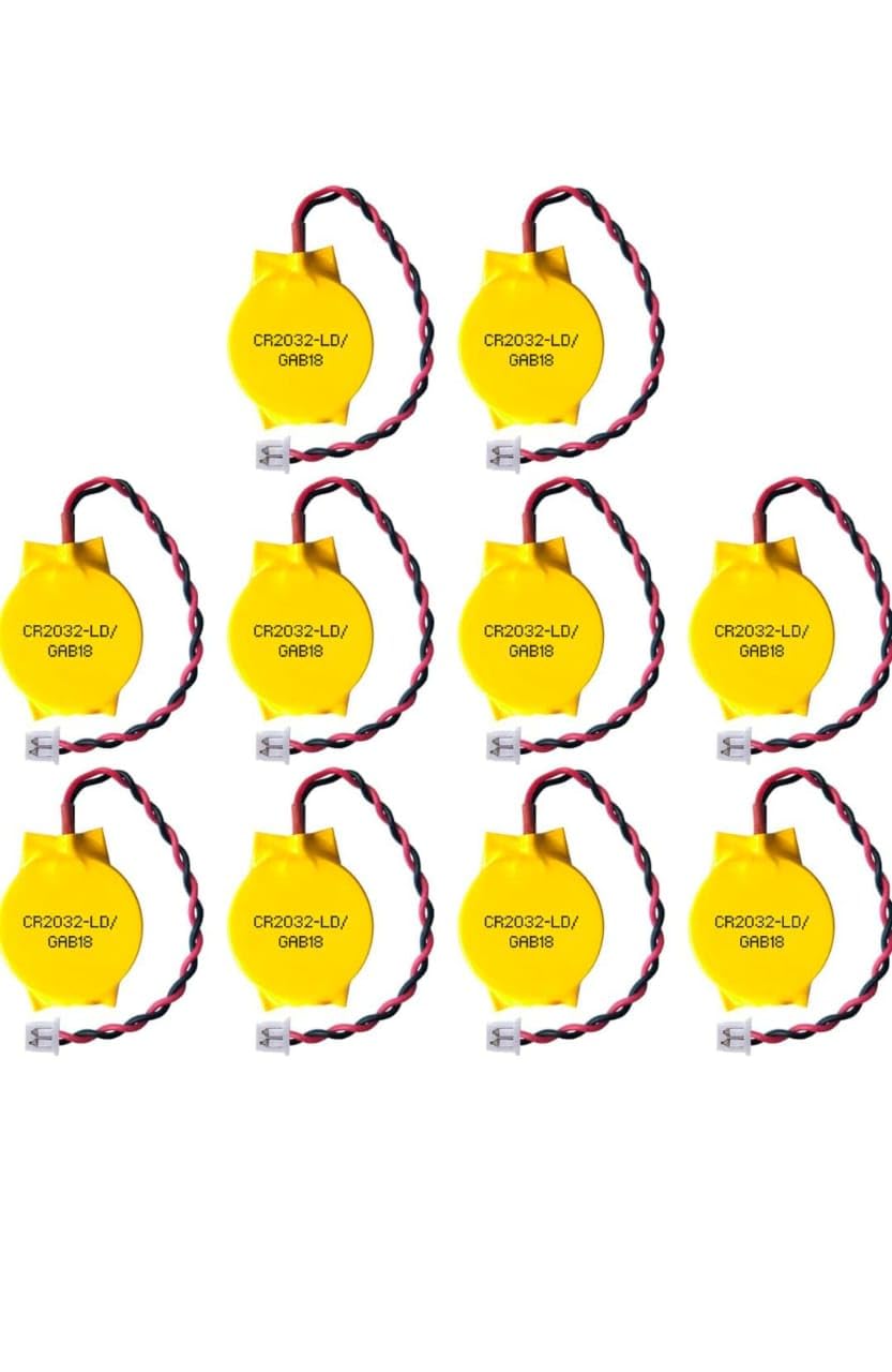 MICROUSB Compatible with CR2032 3V PLC BIOS CMOS Power for Lenovo Think Pad Mother Board 2 Pin Connector Lithium Battery CMOS Power for Lenovo ThinkPad X1 X30 X31 X220 T410 T420 W510 W700(Pack of 10)