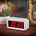 Timegyro Digital Alarm Clock Battery Operated with LED Display for Bedrooms, Long Battery Life for 12 Months, 3 Brightness Adjustable, 12/24 Hour, Snooze, White Case with Red Digits