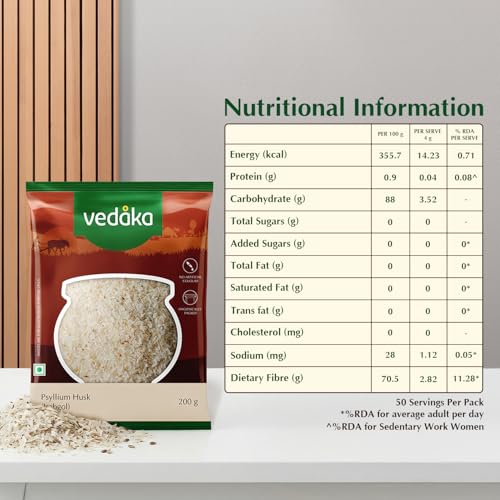 Image of Amazon Brand - Vedaka Isabgol 200 g | Fibre Supplement For Digestion