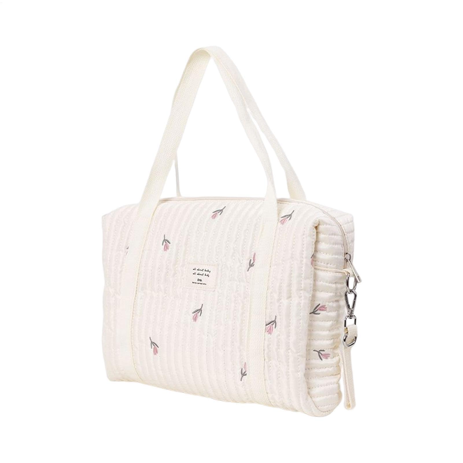 Baby Nappy Changing Tote Bag, Embroidery Baby Nappy Changing Tote Bag,Stylish Large Capacity Cotton Baby Changing Bag, Fashion Portable Quilted Cotton Bag For Weekend Vacation