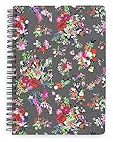 Vera Bradley Grey Floral Mini Spiral Notebook, College Ruled Paper, 8.25' x 6.25' with Pocket and...